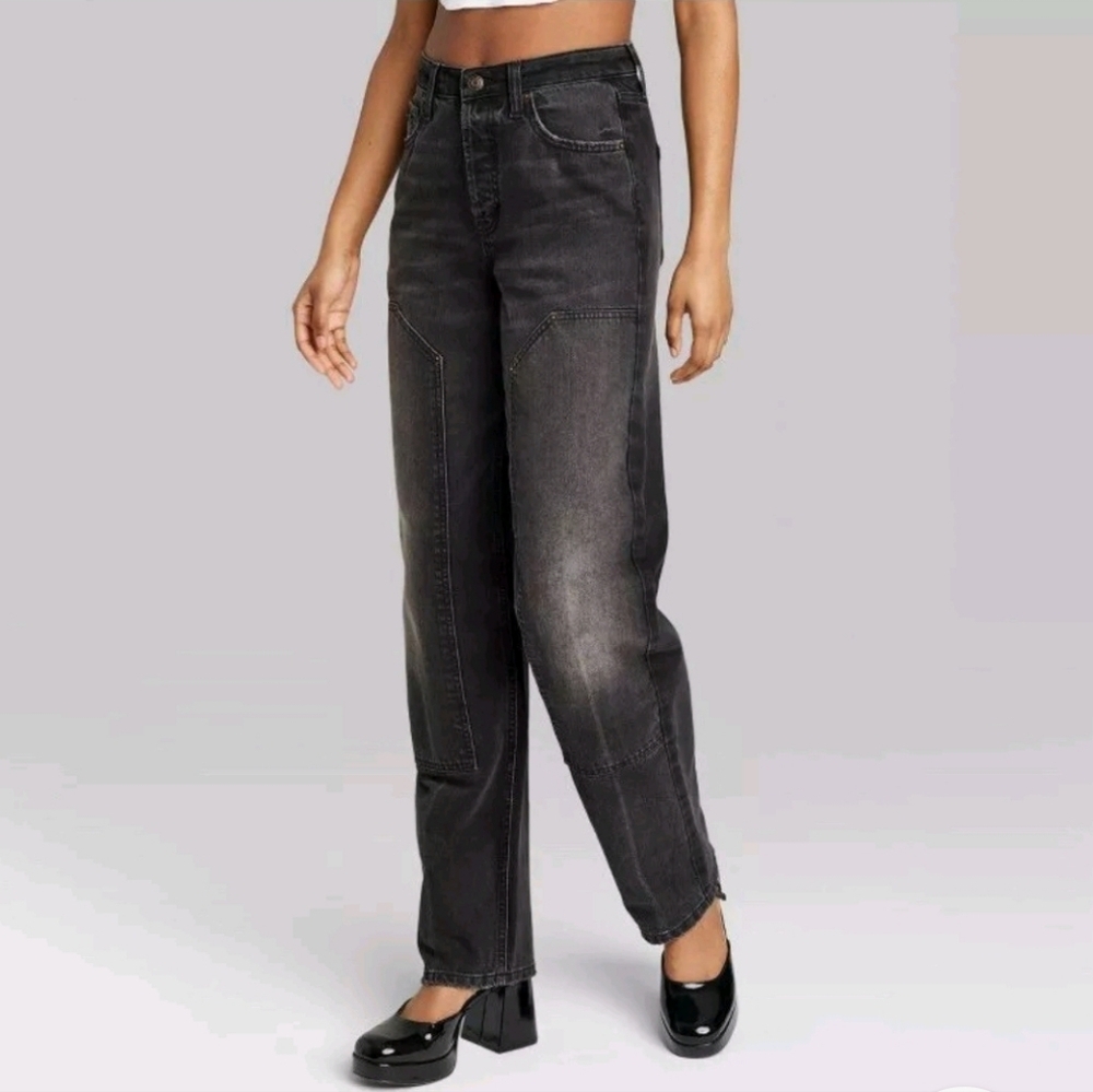 Wild Fable High-Rise Straight EasyRigid Black Wash Jeans Size 17/32"